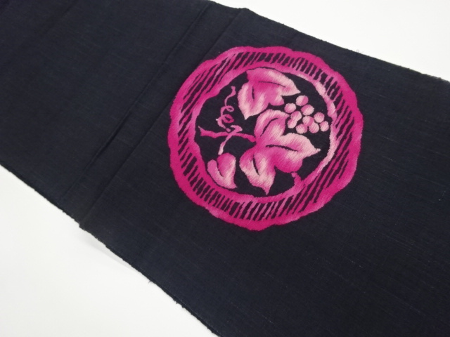 JAPANESE KIMONO / NGOYA OBI FOR SUMMER / TSUMUGI / CREST & GRAPE